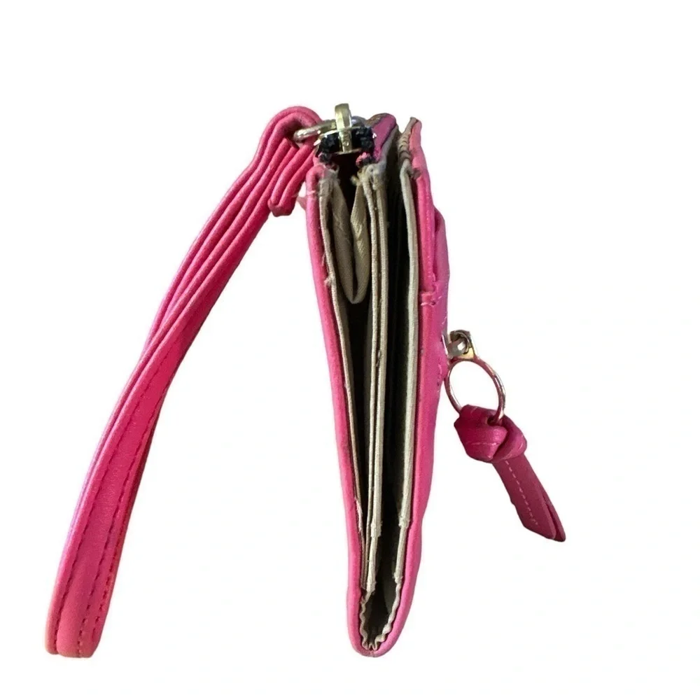 Barbie Hot Pink Vegan Wristlet Zipper Top Snap Closure Wallet